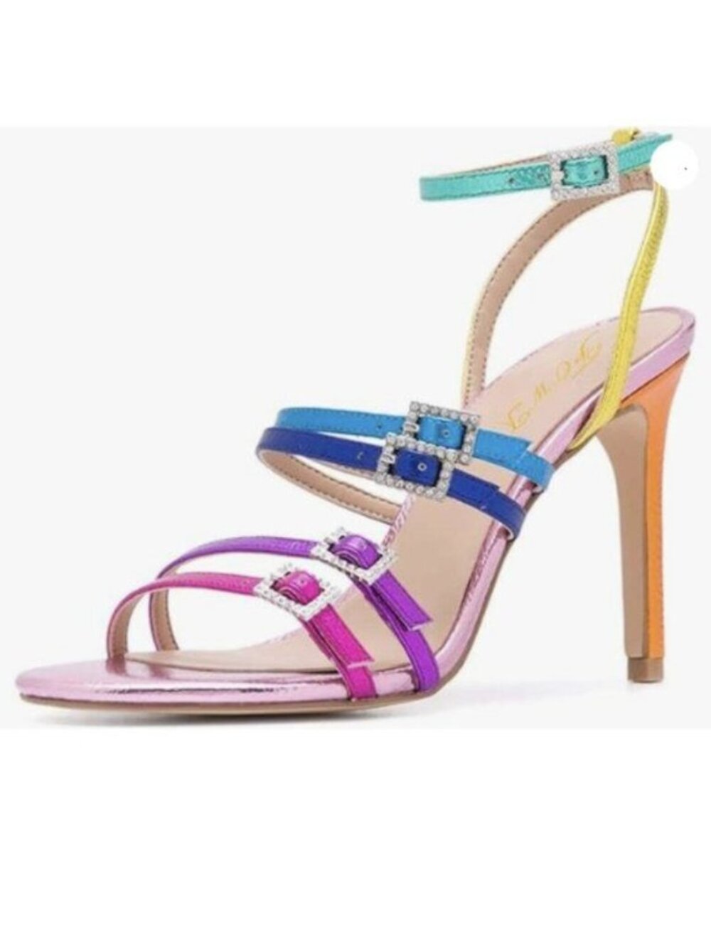 FOWT Women Fashion Open Almond Toe Rhinestones Ankle Strap Sandals Pink Shoes
